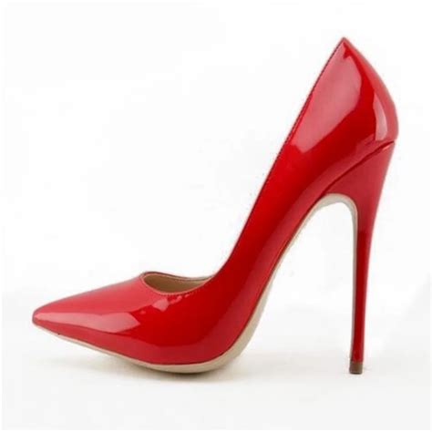 Sexy Red Patent Leather High Heels Pumps 12CM Pointed Toe Stiletto ...