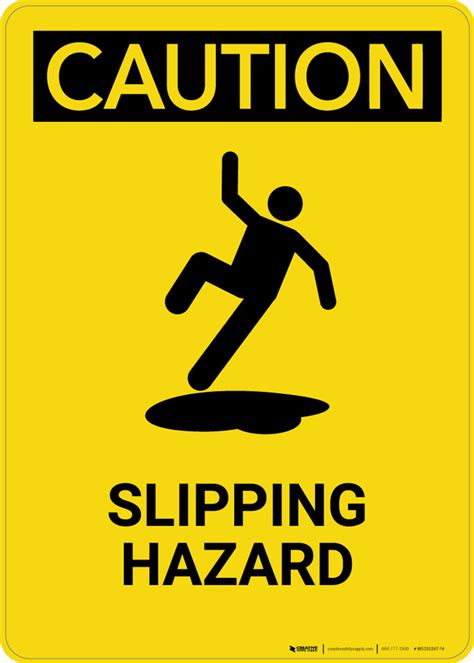 Caution: Slipping Hazard - Portrait Wall Sign | Creative Safety Supply