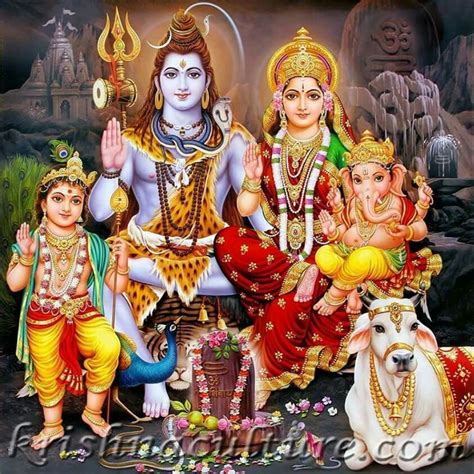 Shiv Parvati Parivaar With Kartikeya And Ganapati | Lord shiva family ...