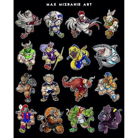 Nrl mascot stickers by mizza88 on DeviantArt