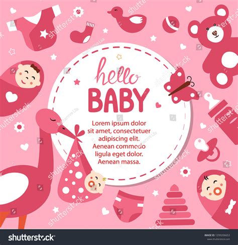 Cute Colorful Baby Background Baby Birth Stock Vector (Royalty Free ...