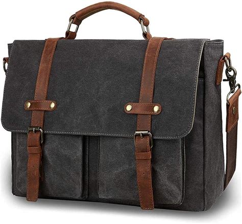 Vintage postman bag men's 39.37 cm waterproof wax canvas leather bag ...