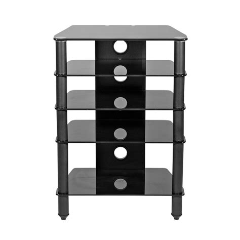 Hi-Fi Rack | 500mm deep black glass shelves for AV separates. 880mm Tall Extra high