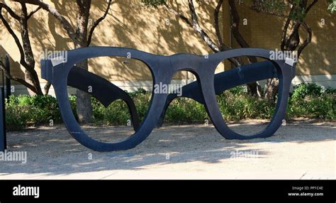 Buddy Holly glasses sculpture outside the Buddy Holly Center in Lubbock, Texas, USA Stock Photo ...