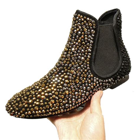 RUIYEE ladies diamond boots fashion slides rhinestones large size boots ...