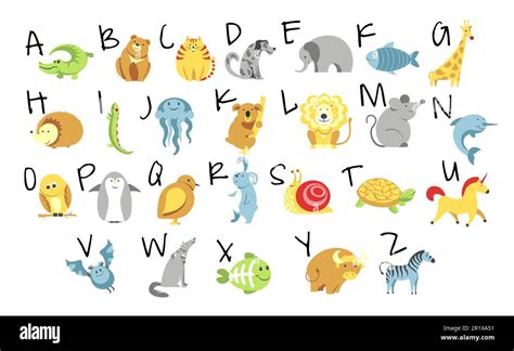 Animals and zoo alphabet, abc and childish education, isolated letters ...