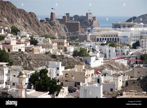 Al Mirani and Al Jalali Forts, Old Muscat; Muscat, Oman Stock Photo ...