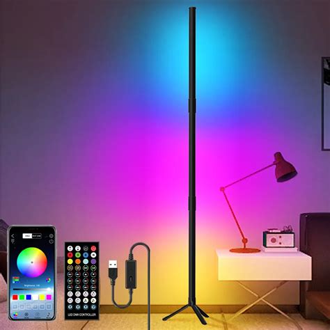 Modern RGB LED Floor Lamp Smart Floor Light For Bedroom Bedside Decoration Living Room Indoor ...