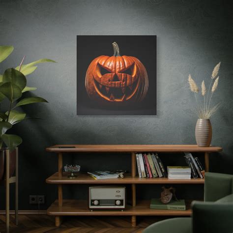 Jack O'lantern Pumpkin Painting Photo of Carved Pumpkin on Black ...