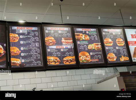 Menu board in the new Arby's fast casual restaurant in Midtown in New ...