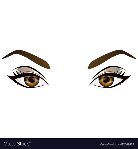 Realistic cartoon female brown eyes Royalty Free Vector