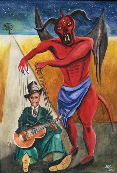 RL Art NZ - Guitar Played by the Devil - Robert Johnson Legend Painting by Rachel Lin van der ...