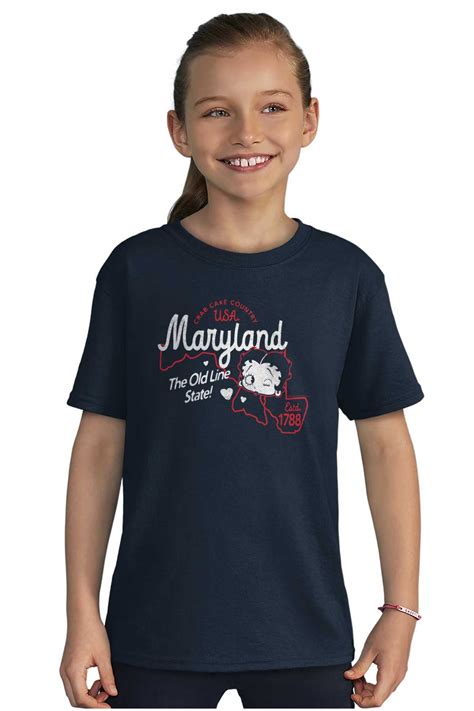 Betty Boop Maryland State Map Outline Girls Kids T Shirt Tees Teen Brisco Brands S - Walmart.com