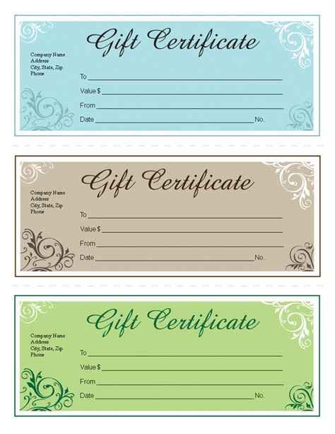 Free Printable Gift Certificates Templates