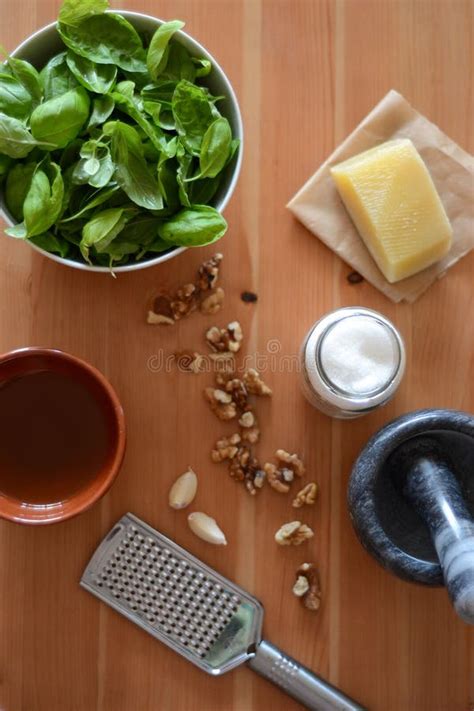 Pesto sauce ingredients stock image. Image of ingredients - 57269079