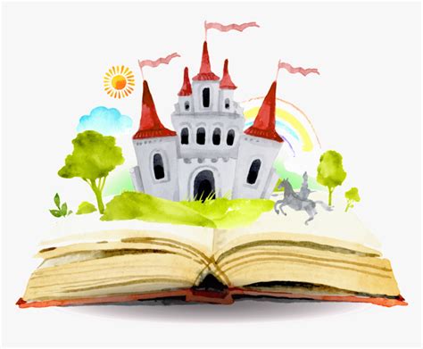 Cartoon Fairy Tale Book Castle Pattern Elements - Fairy Tale Book Png ...