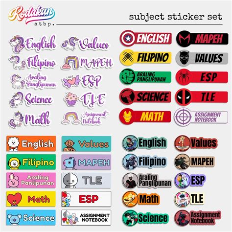 [HIGH QUALITY] Subject Stickers for School Notebooks [SET] Waterproof, Laminated | Shopee ...