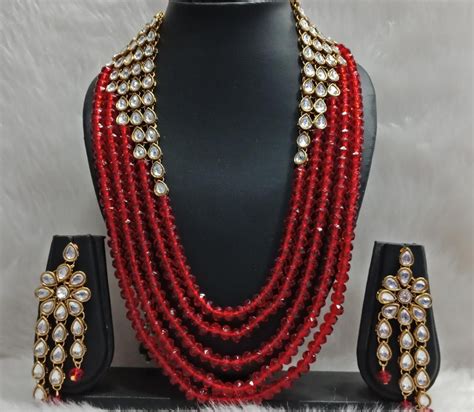 Kundan And Red Pearls Neacklace | Beaded jewelry, Pearl set, Neacklace