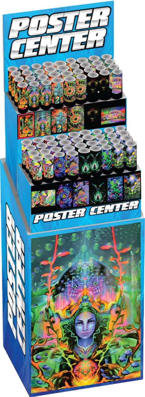 Non-Flocked Blacklight Posters Pre-Pack Display - 72pc