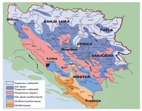 Climate map of Bosnia and Herzegovina [source: Federal... | Download Scientific Diagram