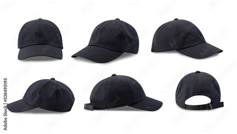 Set of Dark Blue Baseball cap isolated on white background with ...