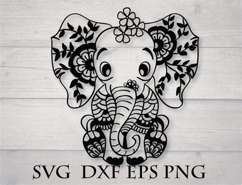 Baby Elephant Svg,mandala Animal Svg - Etsy | Elephant, Elephant coloring page, Mandala svg