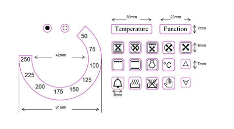 Temperature dial with 17 oven symbols