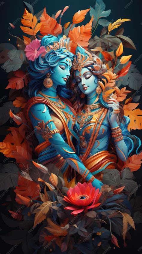 Premium AI Image | 3d illustration of lord Krishna and Radha for ...