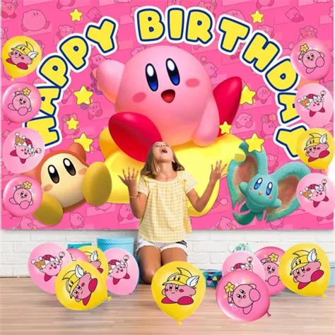 KIRBY PARTY SUPPLIES Birthday Decorations Set Balloon Cake Topper ...