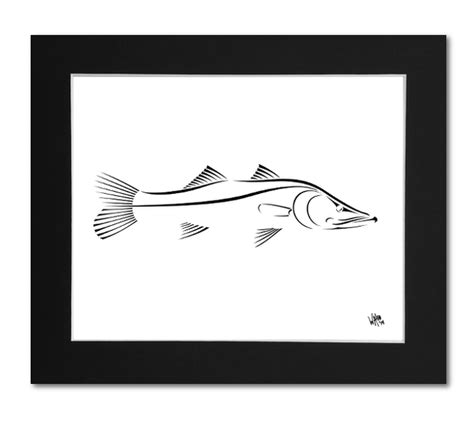 Snook Art Print | Black and White Snook Wall Art – Shark Zen