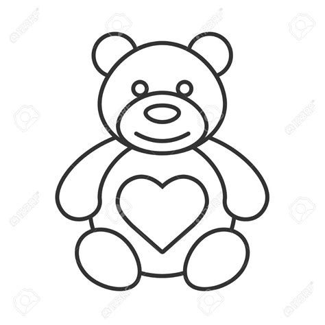 Teddy Bear Outline Black And White - canvas-broseph