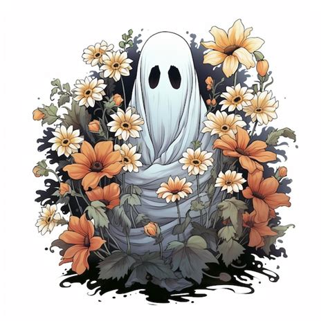 Premium AI Image | there is a ghost in a field of flowers with a ghost ...