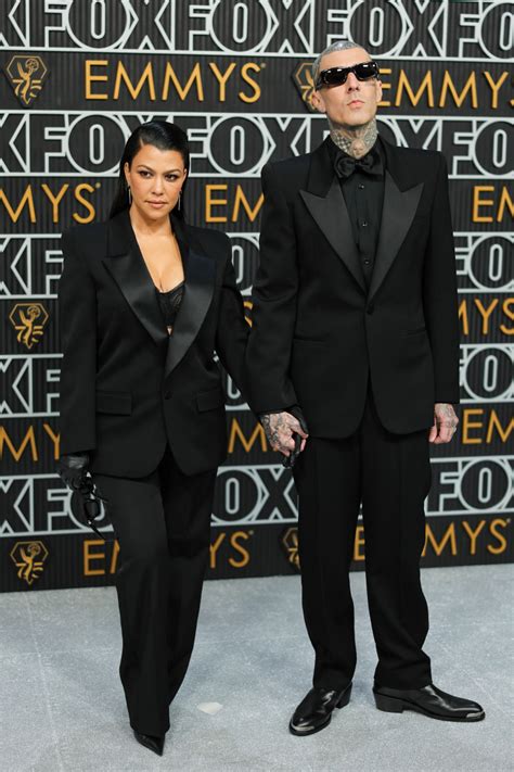 Travis Barker and Kourtney Kardashian Brought PDA and Couple Fashion to '2023' Emmys Red Carpet ...