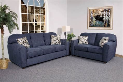 Blaze Navy Fabric Modern Sofa & Loveseat Set w/Options