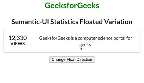 Semantic-UI Statistics Variations Floated Variant - GeeksforGeeks