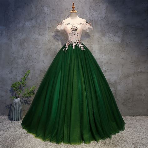 Emerald Green Quinceanera Gown Off-the-shoulder Prom Dress - Etsy