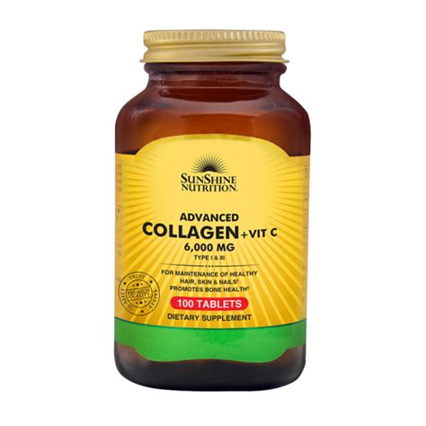 ADVANCED COLLAGEN + VITAMIN C 100 TABS - Sunshine Nutrition