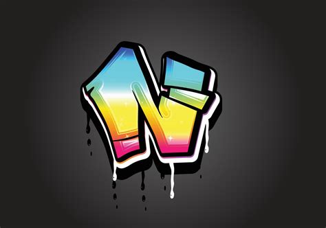 N letter 3D Graffiti Dripping alphabet font vector 7166058 Vector Art at Vecteezy