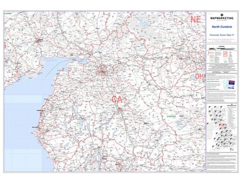 Wall Maps - North Cumbria Postcode Wall Map - Sector Map 21