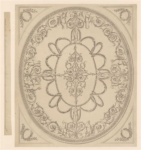 Sir William Chambers | Design for a Ceiling, an Oval within a Square, having a Criss-cross ...