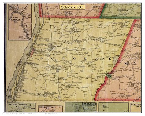 Schodack, New York 1861 Old Town Map Custom Print - Rensselaer Co. - OLD MAPS