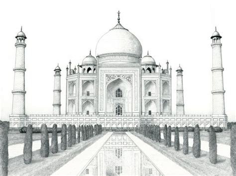 Beautiful Taj Mahal Drawings and Sketches | Taj mahal drawing, Taj ...