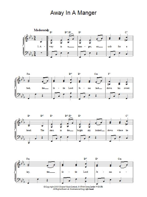 Away In A Manger by Traditional Sheet Music for Piano Solo at Sheet Music Direct