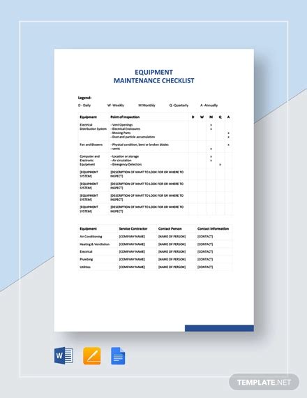 Maintenance Checklist - 25+ Examples, Format, Pdf