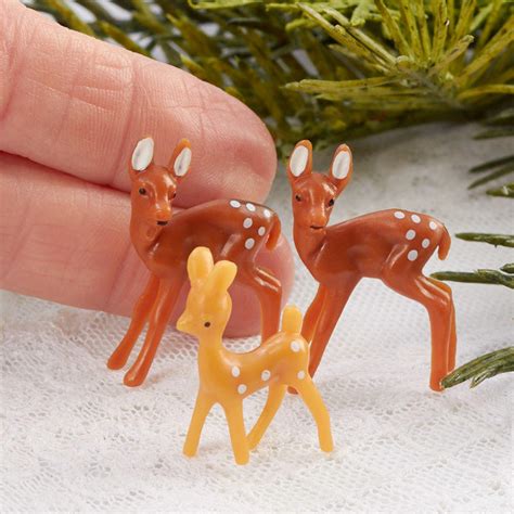 Teeny Tiny Deer Figurines - Christmas Miniatures - Christmas and Winter - Holiday Crafts ...