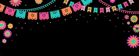 Mexican Fiesta Banner And Poster Design With Flags Flowers Decorations ...