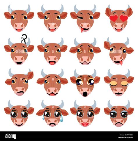 Brown bull Emoji Emoticon Expression. Funny cute animal Stock Vector Image & Art - Alamy