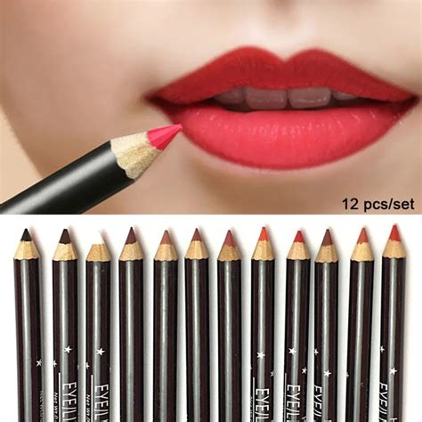 Lipliner Pencil Waterproof Matte Liquid Gloss Lip Liner Cosmetic 12 Colors Long lipstick and lip ...