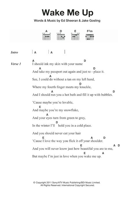 Wake Me Up by Ed Sheeran - Guitar Chords/Lyrics - Guitar Instructor