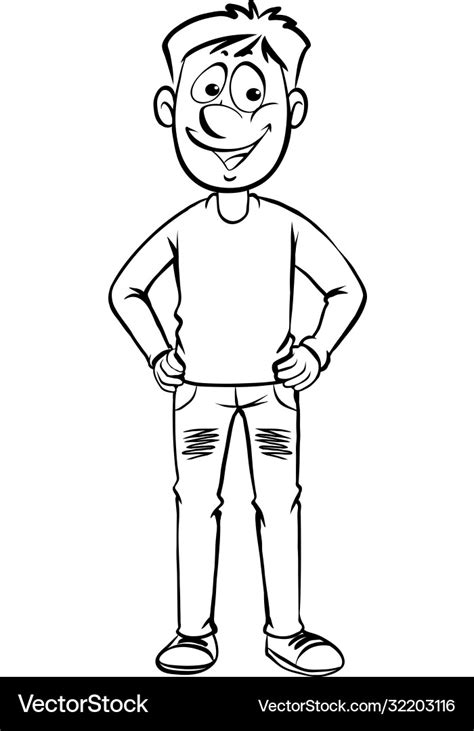 Doodle drawing man standing on white background Vector Image